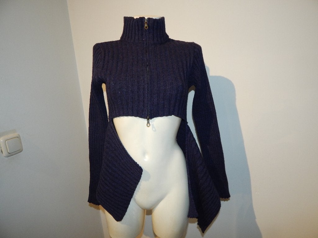 Sarah Pacini gebreid vintage vest flappen paars one size