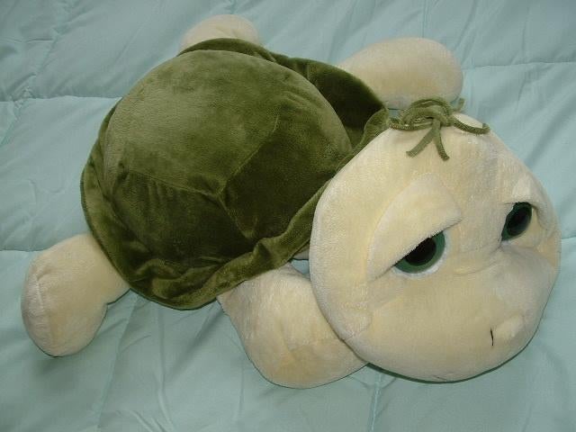 SLIGRO SCHILDPAD VELOURS ZACHT GEEL MET GROEN SCHIL, Kinderen en Baby's, Ophalen of Verzenden, Nieuw, Overige typen