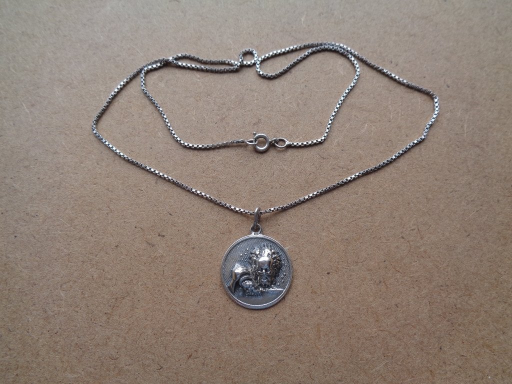 zilveren ketting met sterrenbeeld waterman [043], Met hanger, Verzenden, Zo goed als nieuw, Zilver