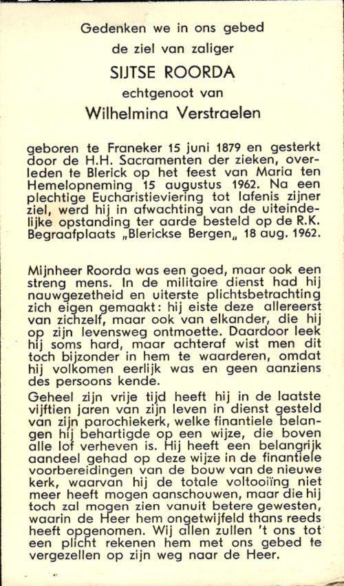Roorda Sijtse Franeker 1879-1962 Blerick, Verzamelen, Ophalen of Verzenden