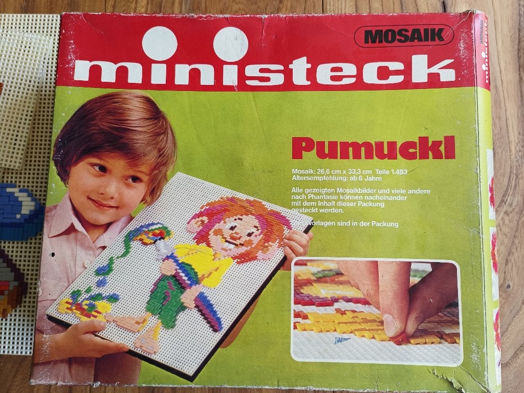 Vintage Ministeck Mozaïek Set  Pumuckl & Diverse Platen, Ophalen of Verzenden, Gebruikt, Box-set