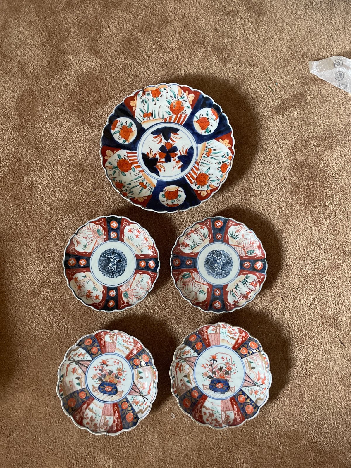 Set van 5 antieke Imari borden - decoratief en op te hangen, Ophalen of Verzenden