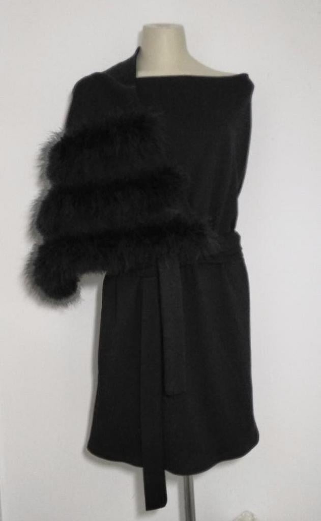 Zwarte couture omslagjurk van Monique Collignon, Verzenden, Zo goed als nieuw, Maat 42/44 (L), Zwart