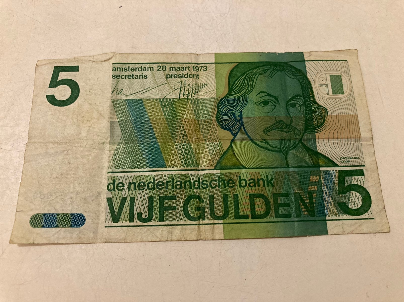 5 gulden bankbiljet uit het jaar 1973., Ophalen of Verzenden, 5 gulden, Los biljet