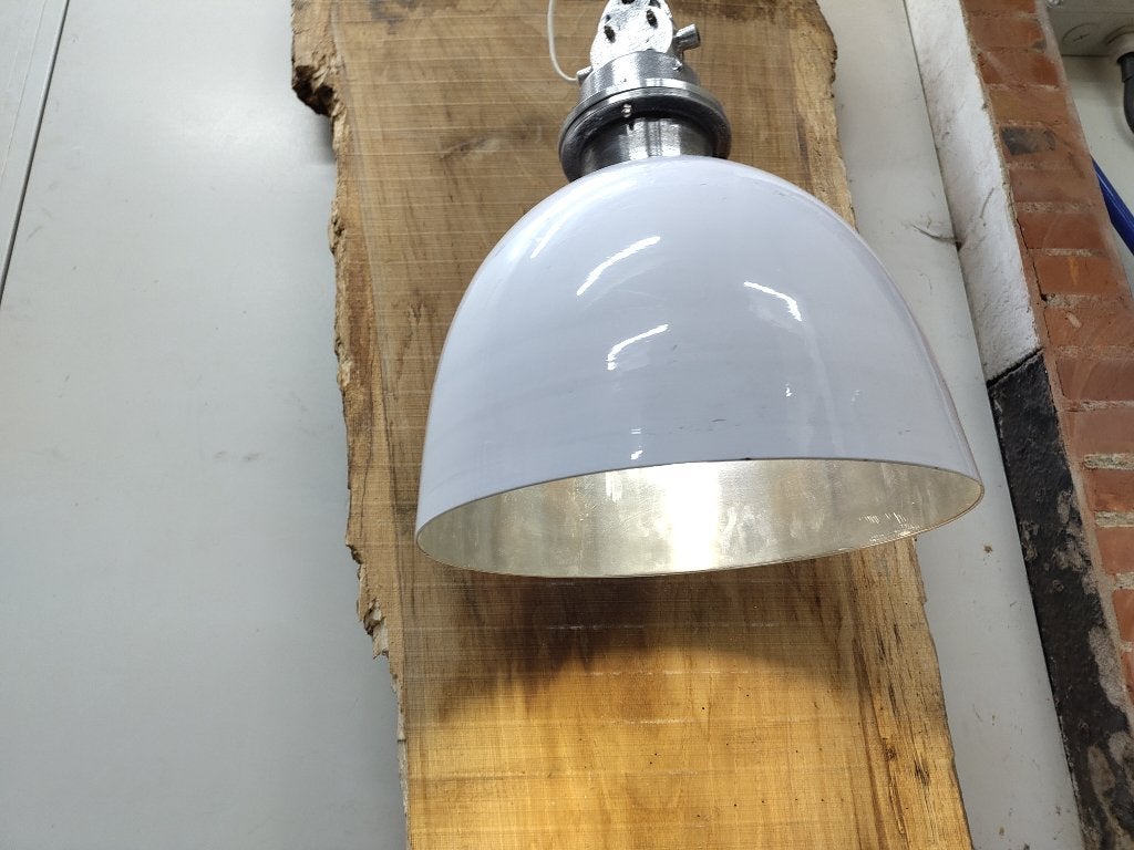 Industriële hanglamp oud nikkel wit - Collectione, Zo goed als nieuw, Metaal, Industrieel, oud nikkel, stoer, E27 (groot)