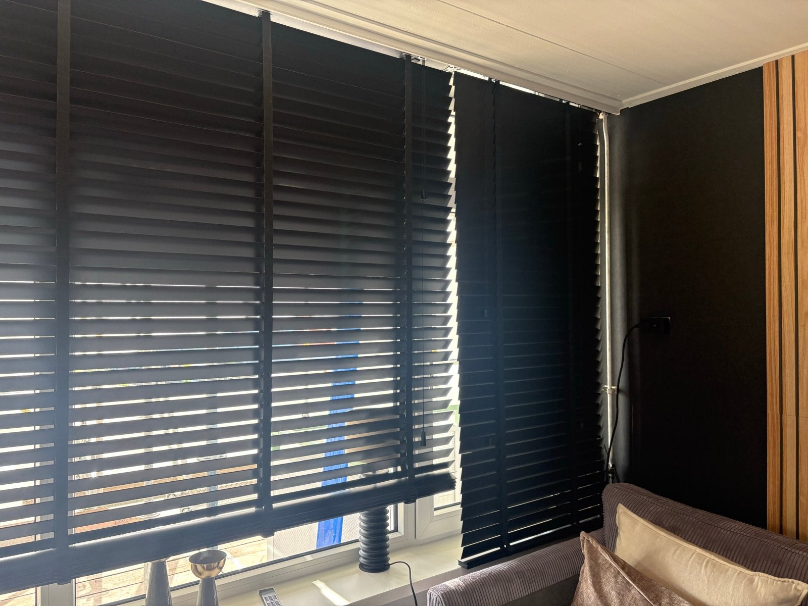Zwarte houten jaloezie 80x180 cm, Huis en Inrichting, Stoffering | Gordijnen en Lamellen, Gebruikt, Zwart, 150 tot 200 cm, 50 tot 100 cm