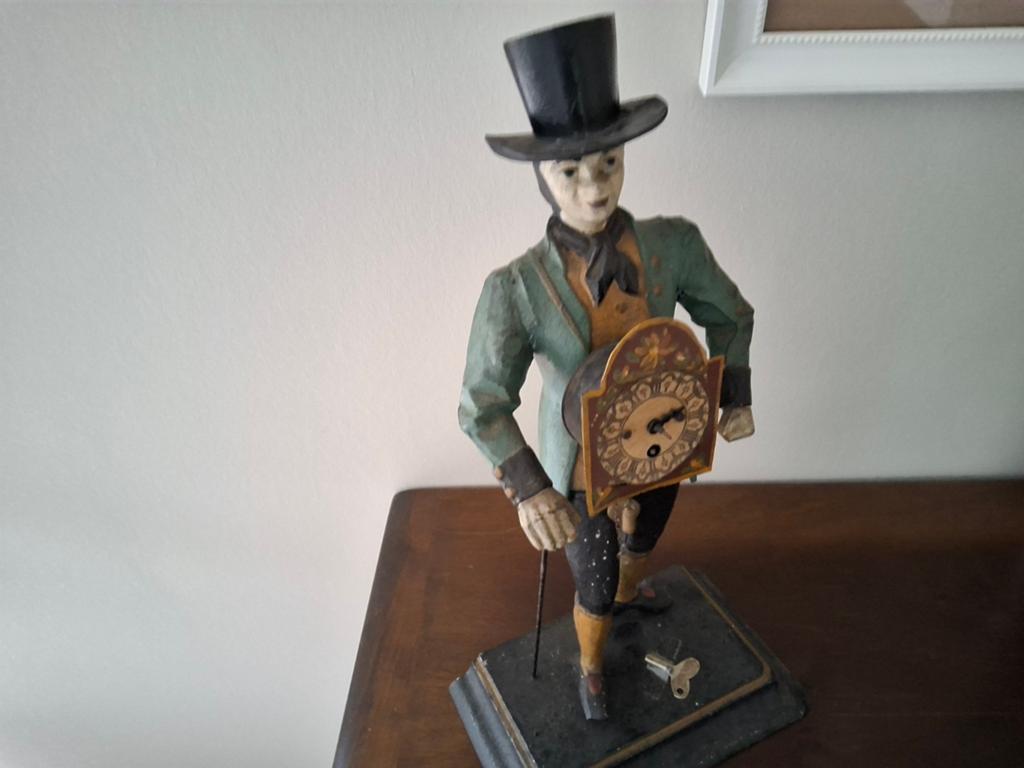 Antieke schoorsteenklok in de vorm van een man, Antiek en Kunst, Ophalen of Verzenden