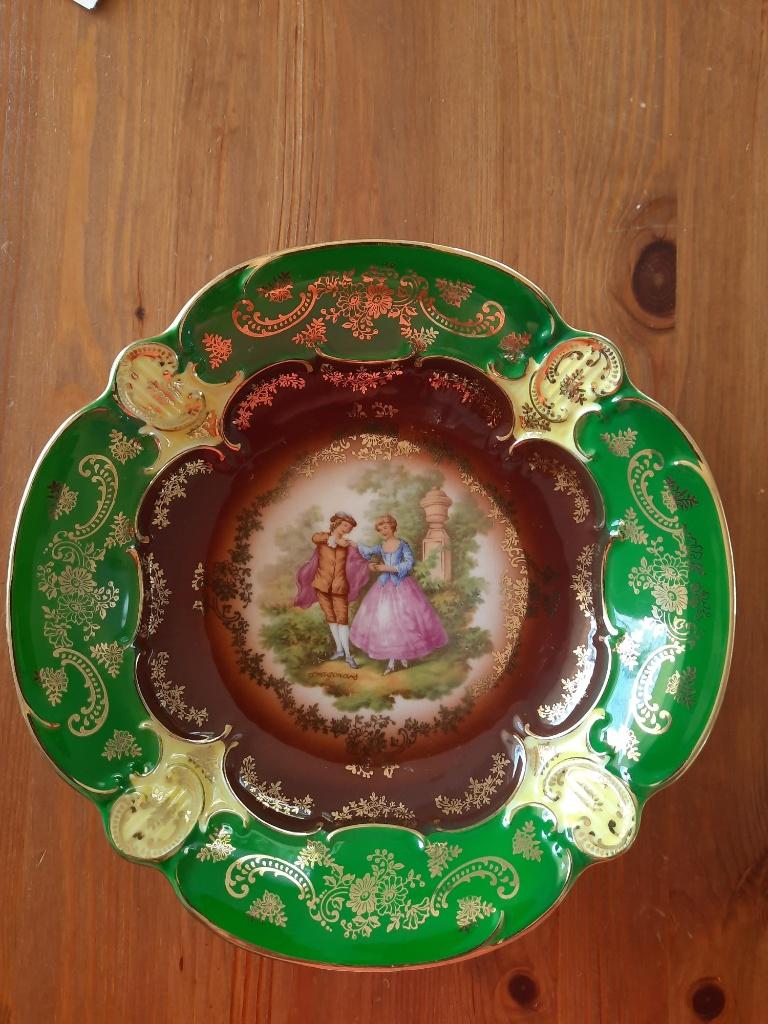 Schaal,antiek/vintage-groen/geel/bruin;afbeelding Fragonard, Antiek en Kunst, Ophalen of Verzenden