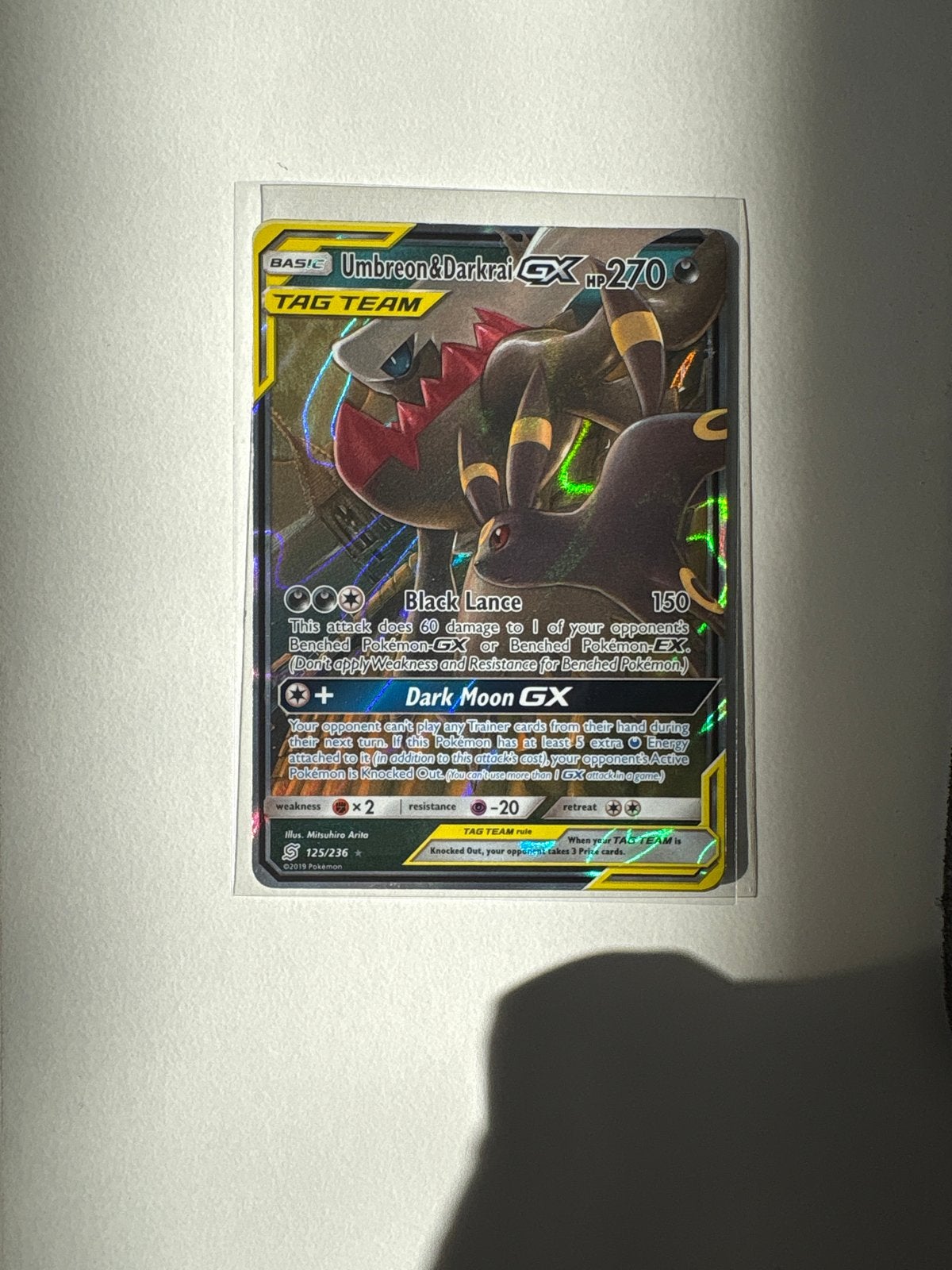 Pokemon Kaart: Umbreon & Darkrai GX TAG TEAM (125/236), Verzenden, Zo goed als nieuw, Losse kaart, Foil