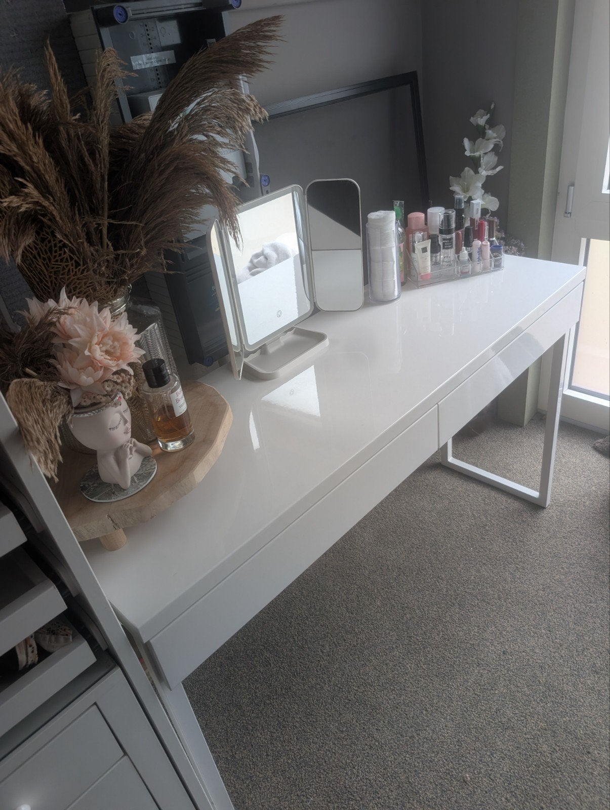 kaptafel met 2 lades, Ophalen, 100 tot 150 cm, Metaal of Aluminium, Zo goed als nieuw