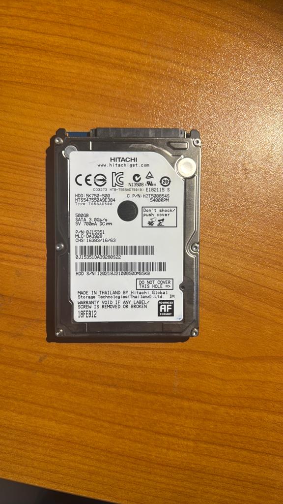 Hitachi 500GB Laptop HDD SATA - Werkt Goed, Computers en Software, Harde schijven, Ophalen, Intern, Nieuw, Laptop