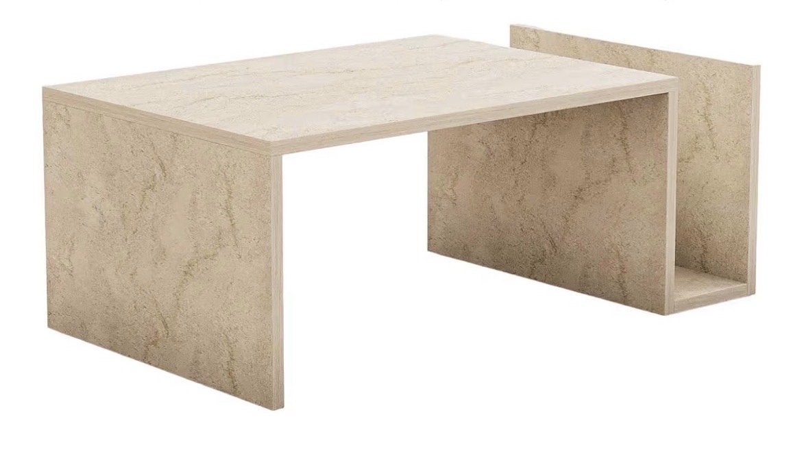 Salontafel Travertin Look 87x32,5x50 cm, Huis en Inrichting, Tafels | Salontafels, Overige materialen, Minder dan 50 cm, Gebruikt