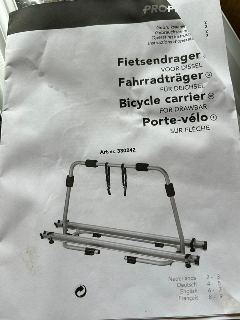 Fietsendrager voor op dissel, Ophalen, Zo goed als nieuw