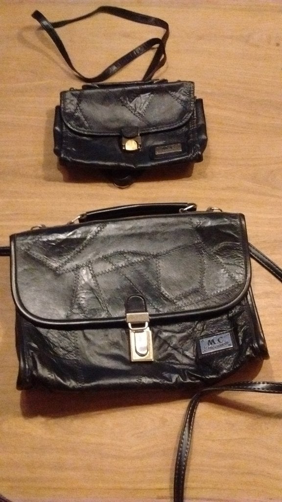 2 prachtige vintage tassen merk: marc chantal, Ophalen, Gebruikt, Zwart, Schoudertasje
