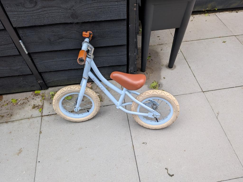 Banwood Loopfiets Lichtblauw met Bruine. In goede staat, Ophalen of Verzenden, Zo goed als nieuw, Loopfiets
