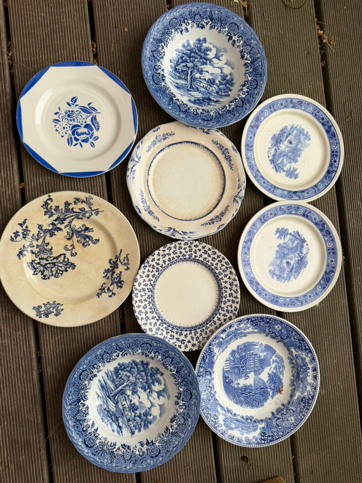 Servies delen blauw samengesteld, Antiek en Kunst, Ophalen