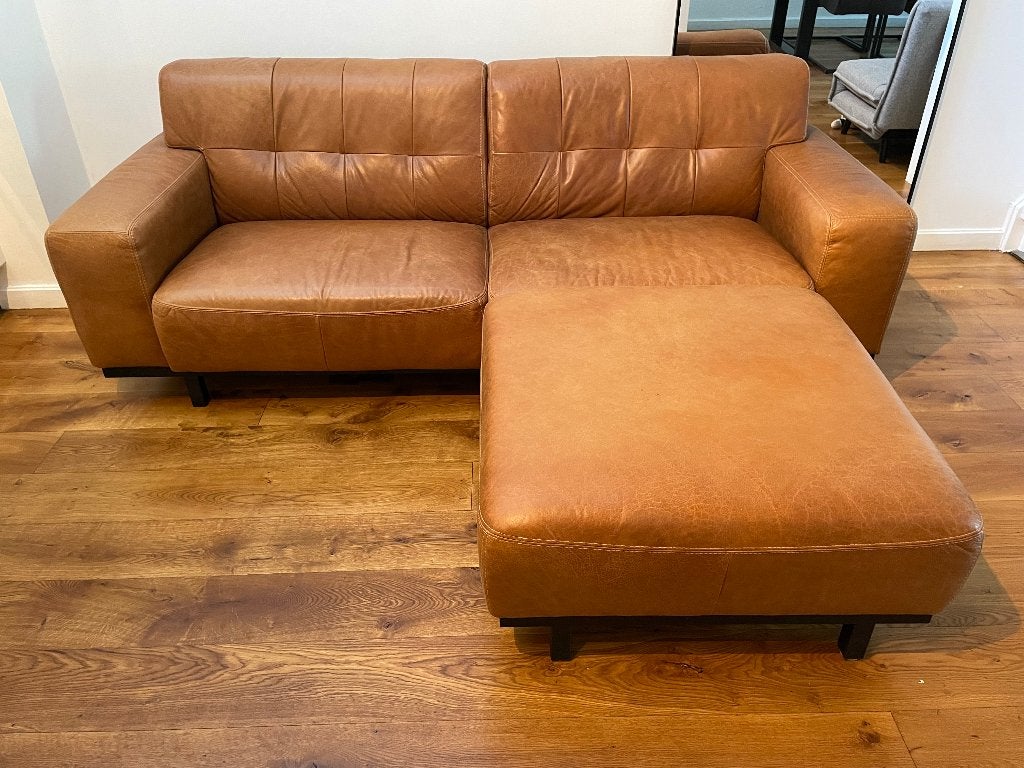 De Bommel Meubelen Devon Cognac Buffalo Leather Sofa, Huis en Inrichting, Banken | Sofa's en Chaises Longues, Gebruikt, Driepersoons
