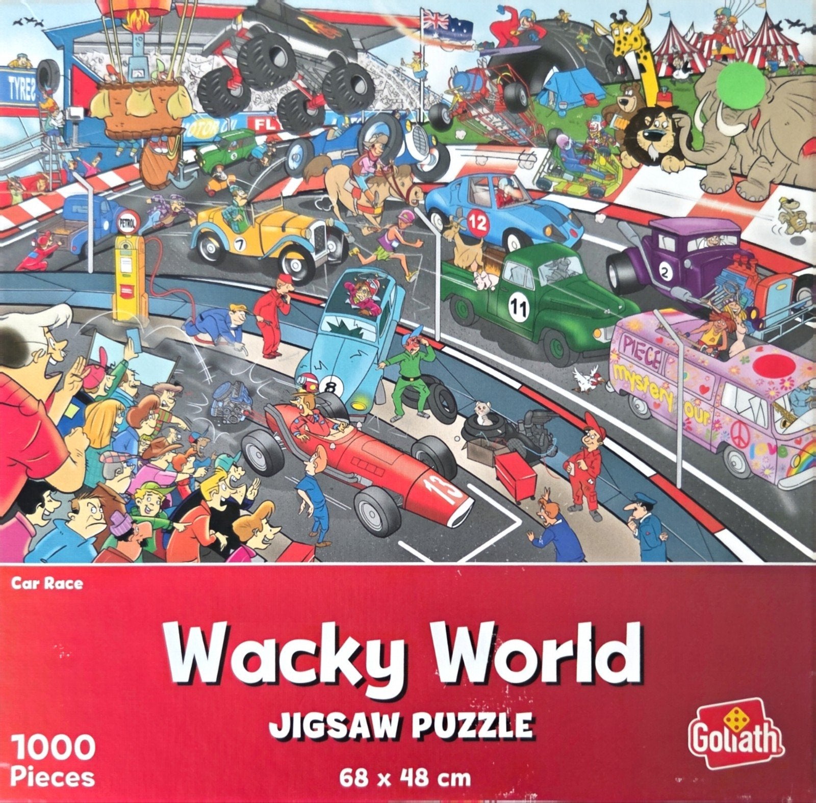 Een aktie Jig Saw legpuzzel van GOLIATH : CAR RACE 1000 stuk, Ophalen of Verzenden, 500 t/m 1500 stukjes, Zo goed als nieuw, Legpuzzel