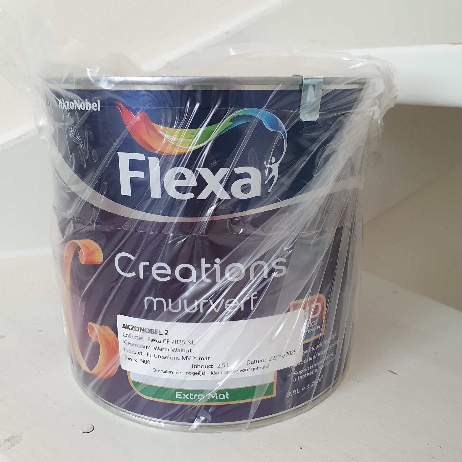 Flexa Creations Muurverf, extra mat, kleur Warm Walnut.2,5L, Ophalen, Bruin, Nieuw, Verf