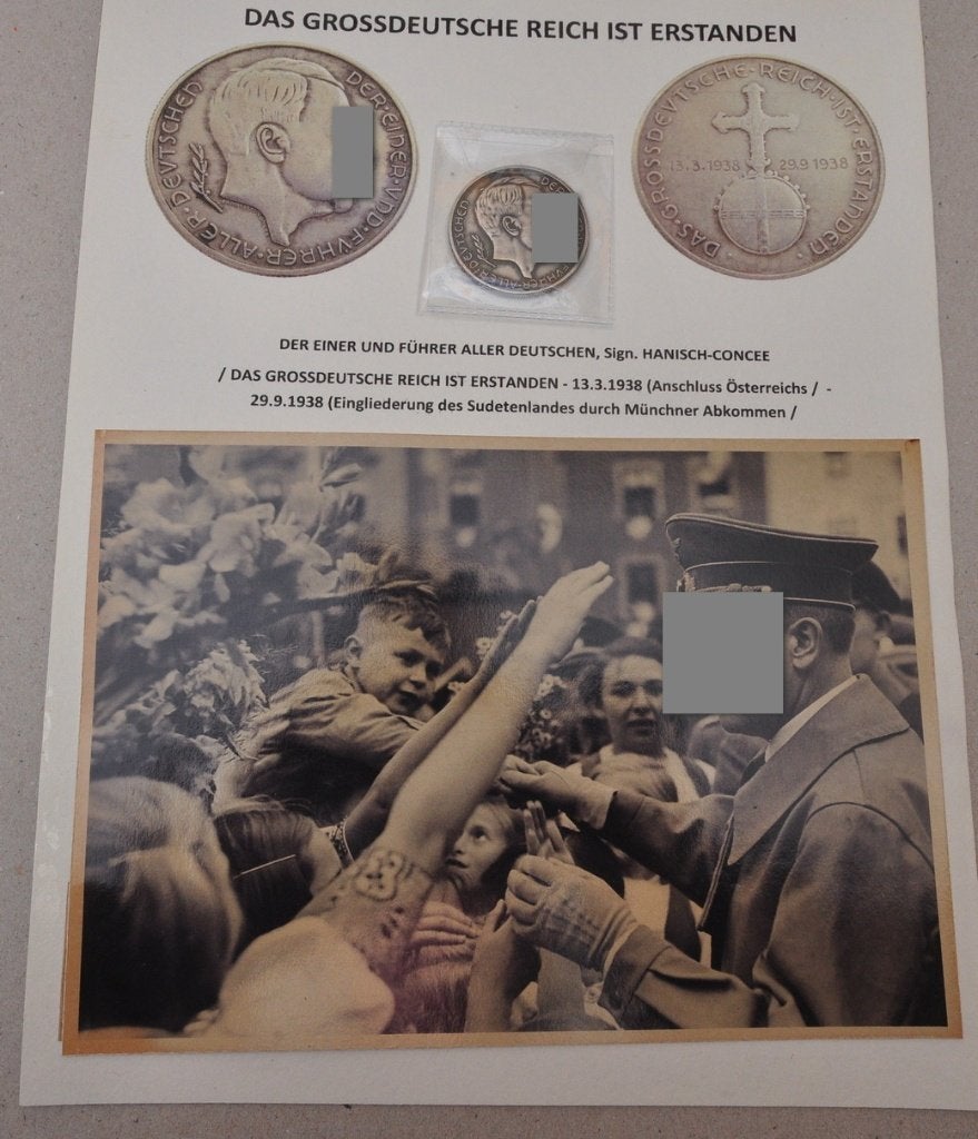 1938 integratie Sudetenland bij Duitsland. Munt + foto's., Verzamelen, Militaria | Tweede Wereldoorlog, Verzenden, Landmacht, Duitsland