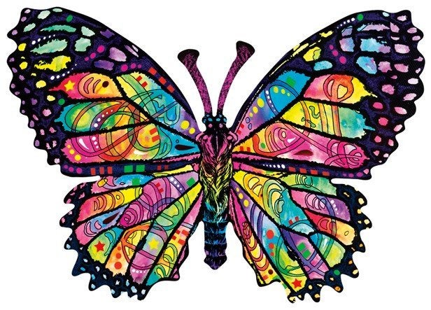 SunsOut - Stained Glass Butterfly - 1000 st. Vormpuzzel, Ophalen of Verzenden, 500 t/m 1500 stukjes, Nieuw, Legpuzzel
