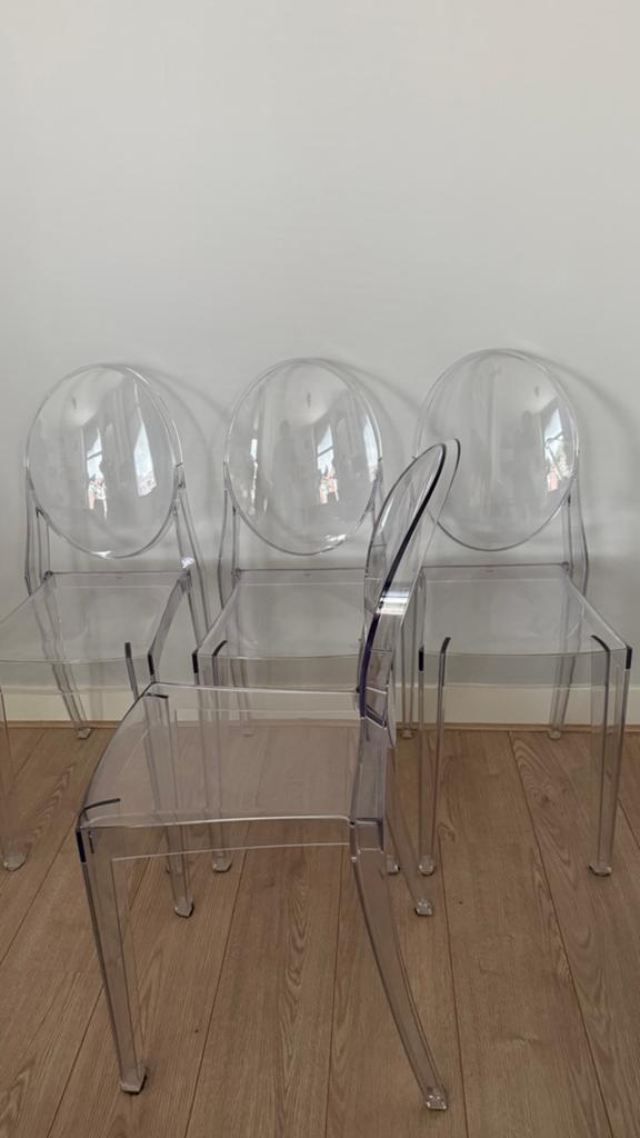 4 orignele Victoria Ghost transparante stoelen van Kartell, Huis en Inrichting, Stoelen, Ophalen, Kunststof, Modern / minimalistisch / design
