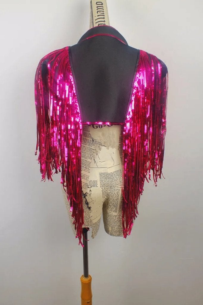 Roze dames glitter jas met kwastjes / glimmend jasje vrouwen, Kleding | Dames, Verzenden, Maat 42/44 (L), Nieuw, Overige thema's