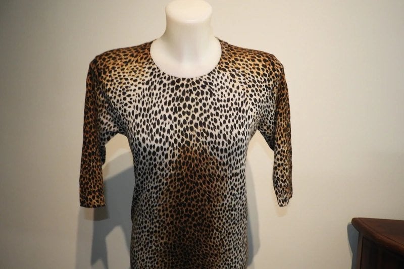 Dolce & Gabbana jurk jaguar leopard print fijn breisel It 44, Maat 38/40 (M), Dolce & Gabbana, Bruin, Verzenden