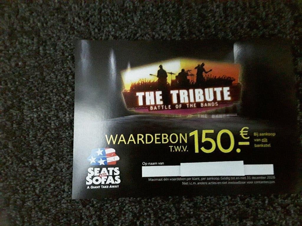 Waardebon 150 euro Seats en Sofas voor aankoop bankstel, Eén persoon, Cadeaubon, Overige typen