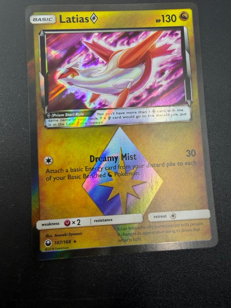 Latias Prism Star 107/168 Pokémon Kaart, Ophalen of Verzenden, Zo goed als nieuw, Losse kaart, Foil