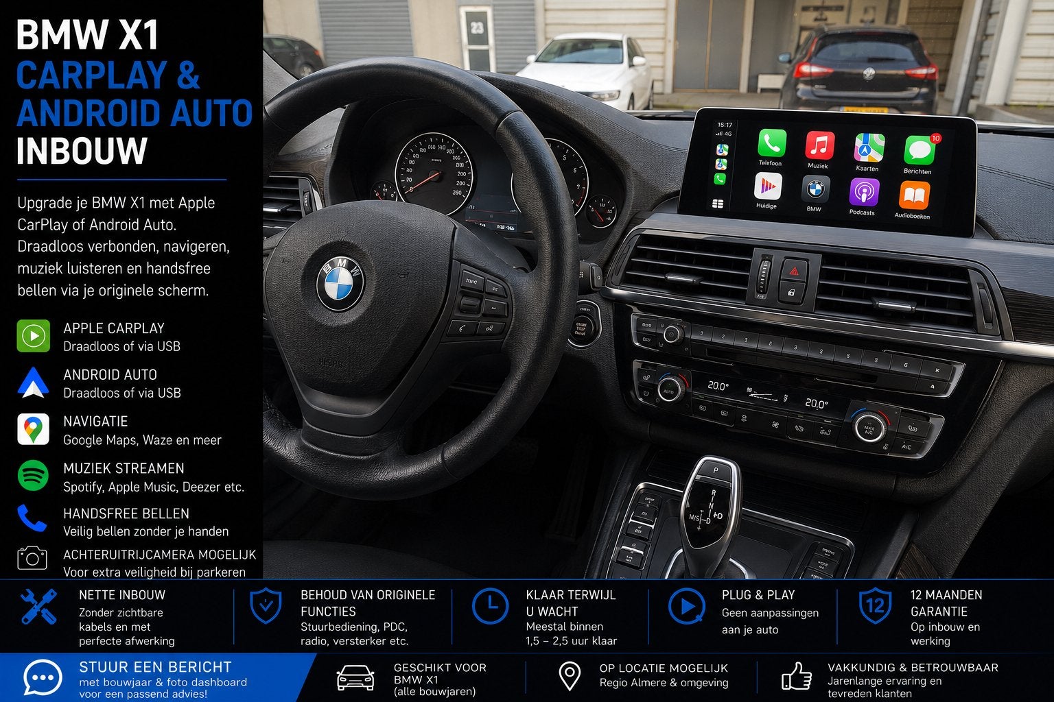 BMW X1 CarPlay & Android Auto Inbouw, Auto diversen, Autoradio's, Nieuw, Ophalen