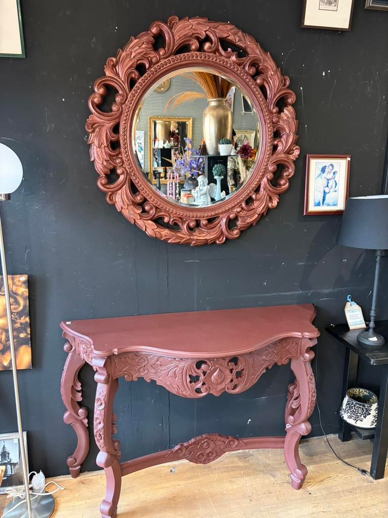 Barok set sidetable met spiegel, Ophalen, 100 tot 150 cm, Zo goed als nieuw, 25 tot 50 cm