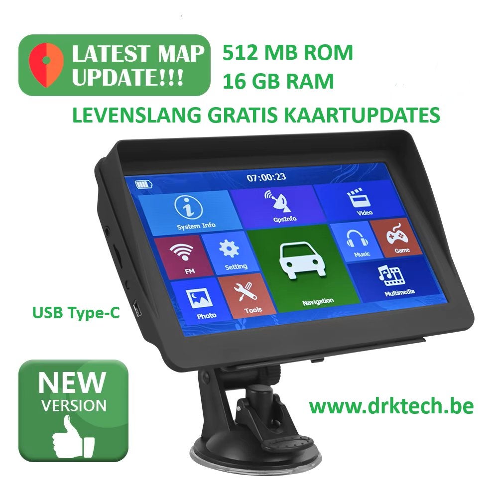 7 inch Camper GPS Navigatiesysteem met Vast Zonnescherm.16GB, Caravans en Kamperen, Ophalen of Verzenden, Nieuw
