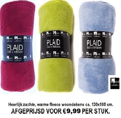 Deken plaid rood, lime of blauw Nieuw!, Huis en Inrichting, Verzenden, Nieuw