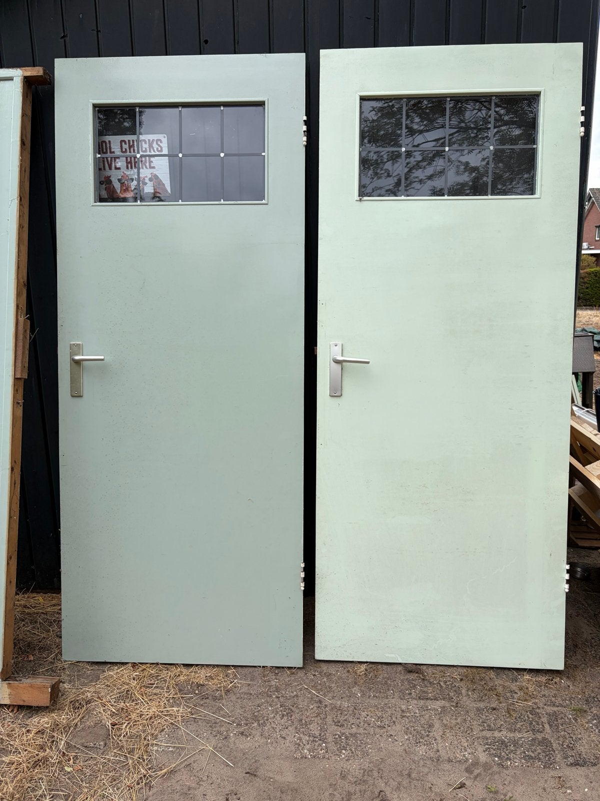 Set van 2 gebruikte deuren met glas, diverse afmetingen, Doe-het-zelf en Verbouw, Deuren en Horren, Ophalen, Gebruikt, 80 tot 100 cm