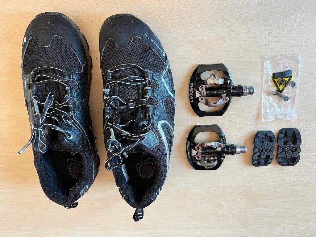 Shimano Pedalen PD-A530 plus bijbehorende schoenen, Fietsen en Brommers, Crankstel of Pedalen, Mountainbike, Gebruikt, Ophalen of Verzenden