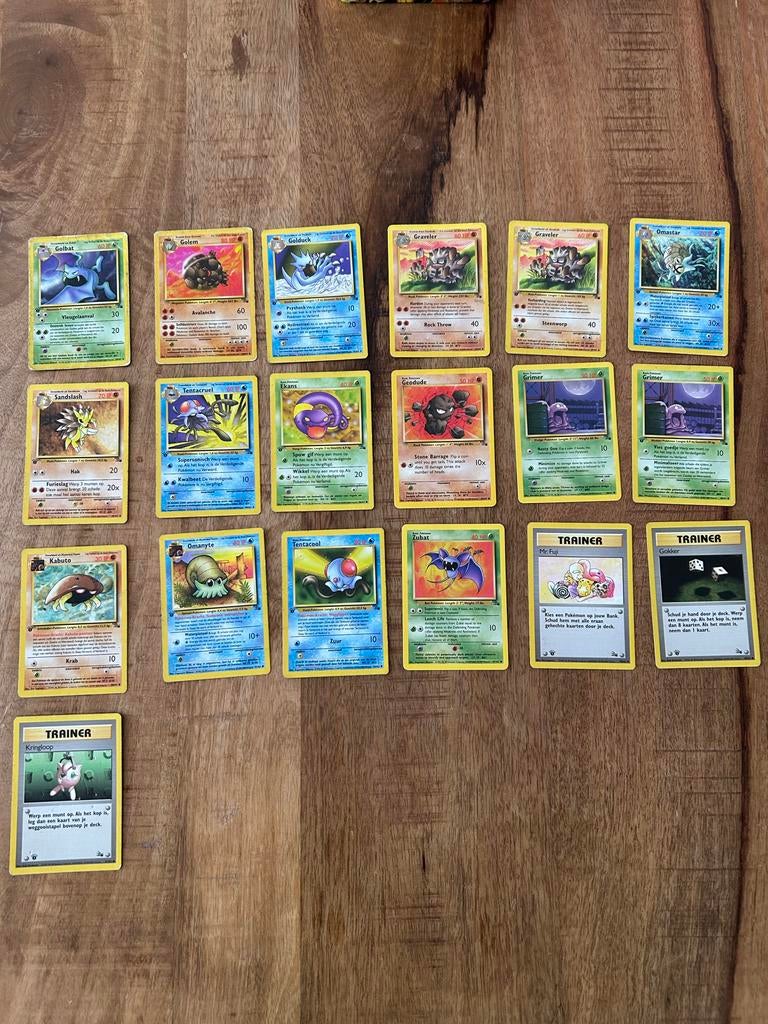 Pokémon kaarten - Oude Fossil Set (18 kaarten), Ophalen of Verzenden, Gebruikt, Meerdere kaarten