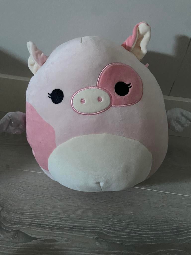 Squishmallow Roze Koe met Vleugels - Zo goed als nieuw, Ophalen of Verzenden, Zo goed als nieuw, Koe