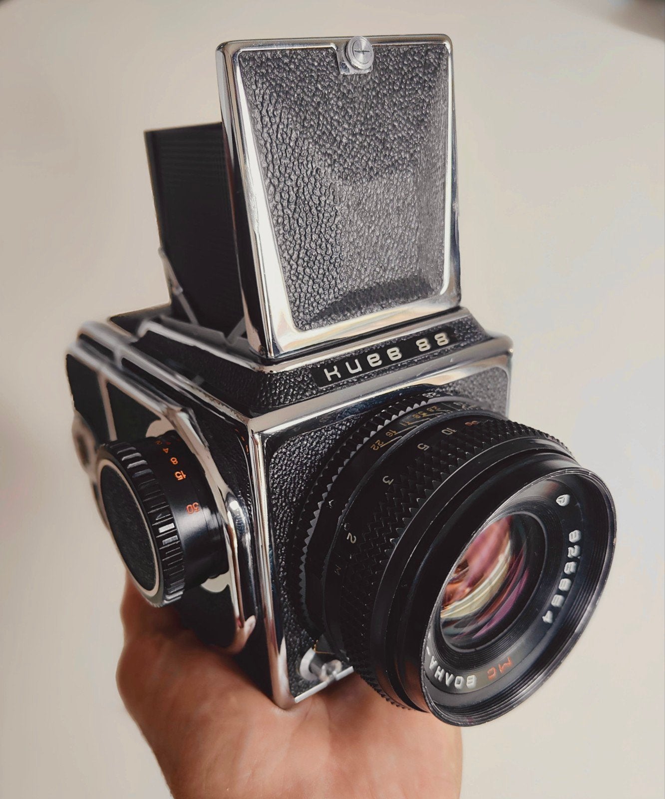 Kiev 88 middenformaat SLR met Volna-3 80/2.8, Audio, Tv en Foto, Fotocamera's Analoog, Ophalen of Verzenden, Zo goed als nieuw