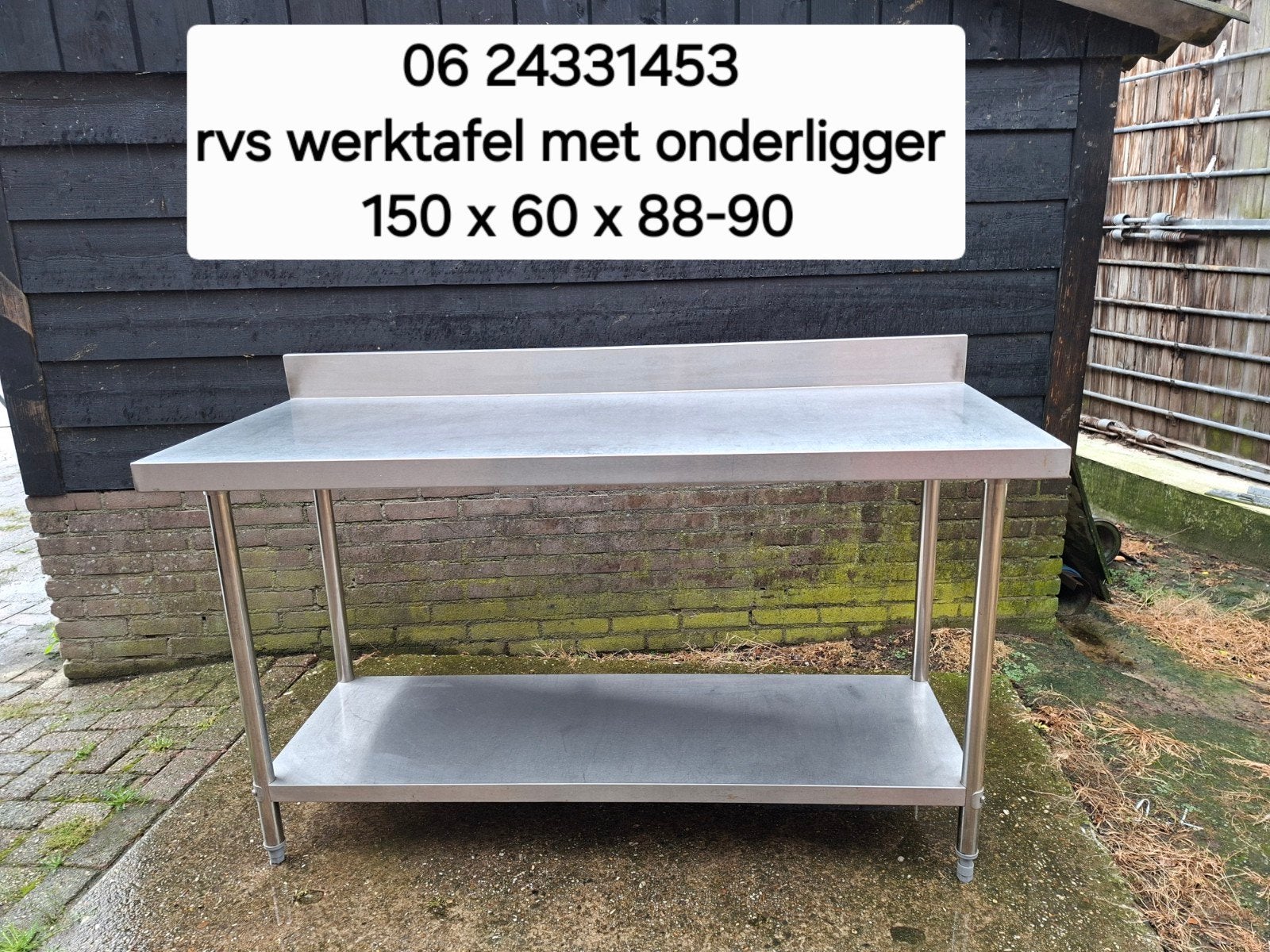 vol rvs werktafel met onderligger, Ophalen, Zo goed als nieuw, 50 tot 75 cm, 150 tot 200 cm