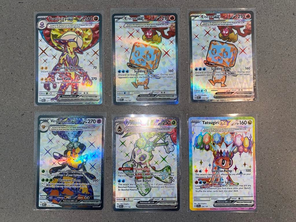 Pokémon TCG Shiny Treasure ex kaarten (6 stuks), Ophalen of Verzenden, Zo goed als nieuw, Meerdere kaarten, Foil