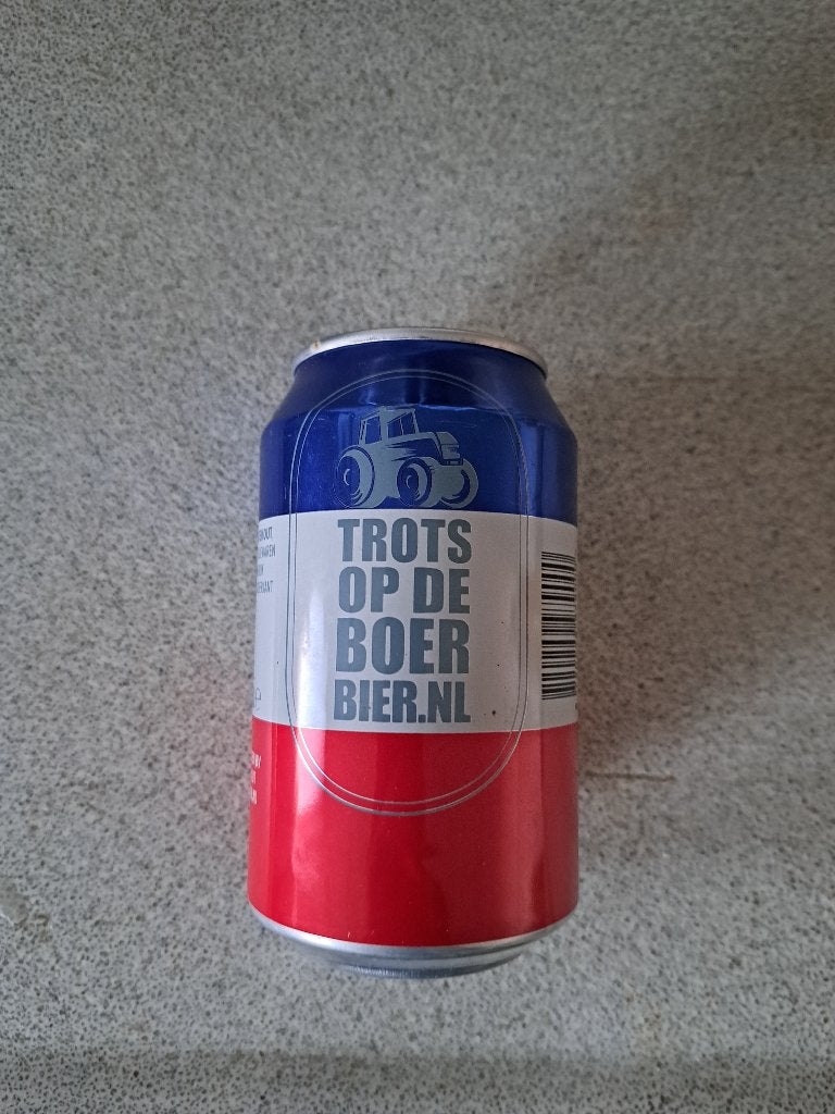 Trots Op De Boer *** bierblikje***, Verzamelen, Ophalen of Verzenden, Flesje(s), Overige merken
