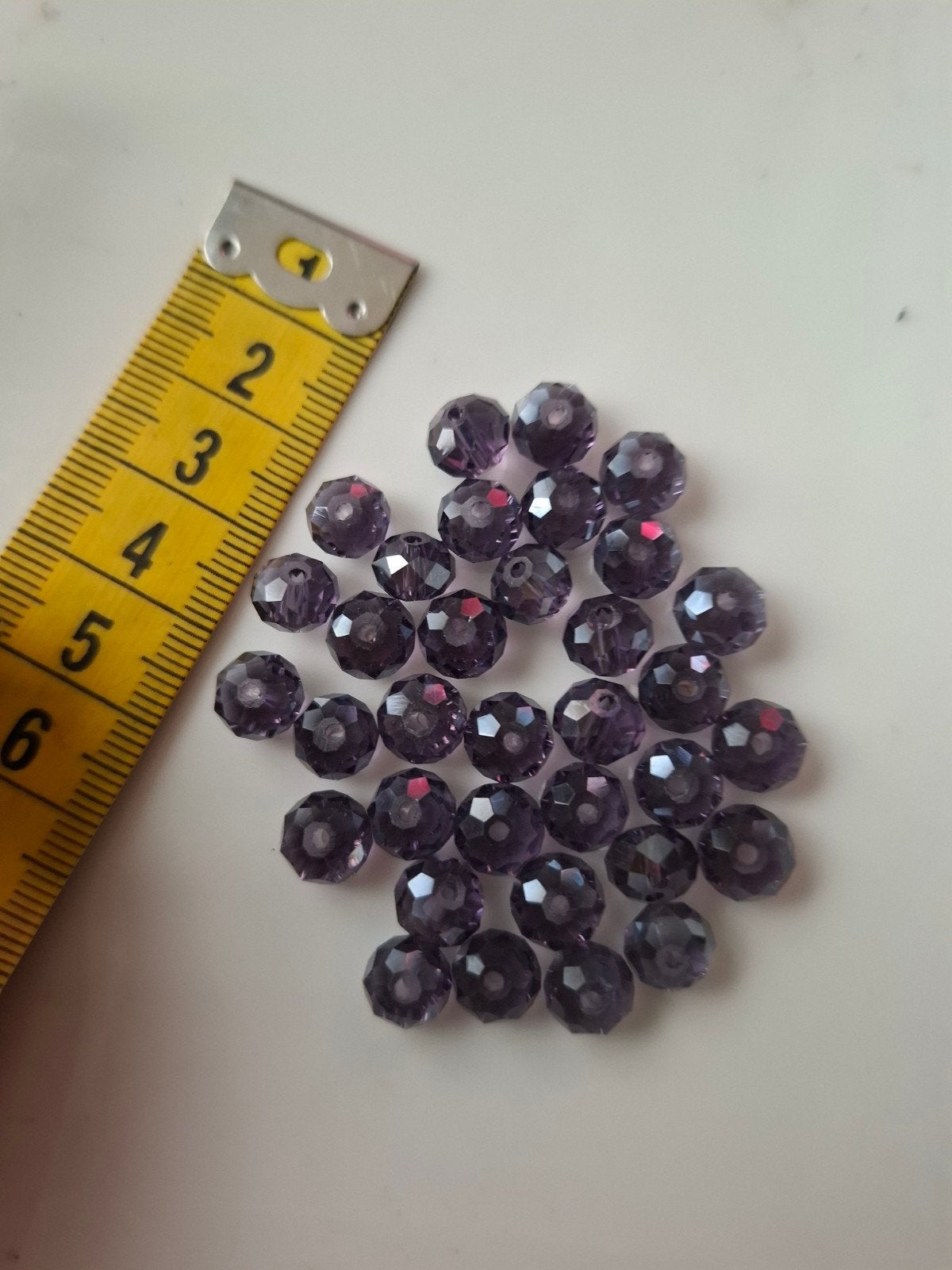 34 stuks 8 mm glaskralen facet paars kralen partij, Kraal, -, -, Nieuw