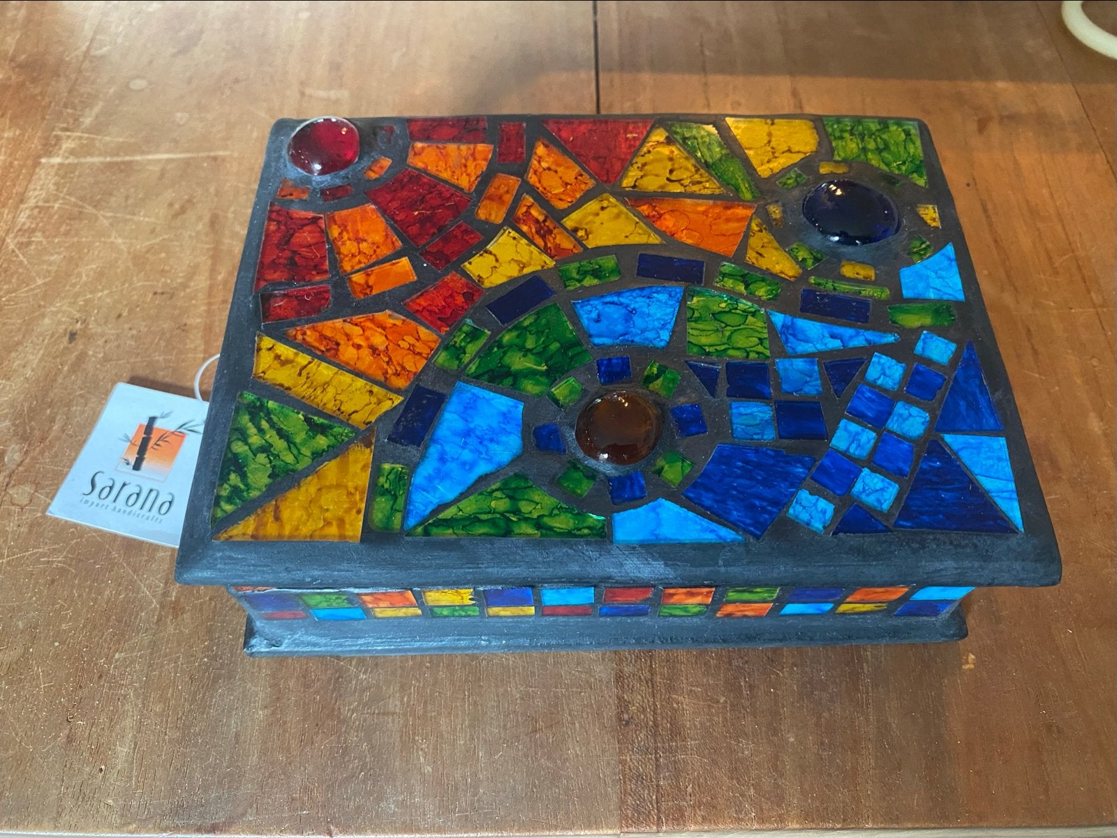 Handgemaakt houten sieradendoosje met mozaïek, Hout, Meerkleurig, Ophalen of Verzenden, Oosters