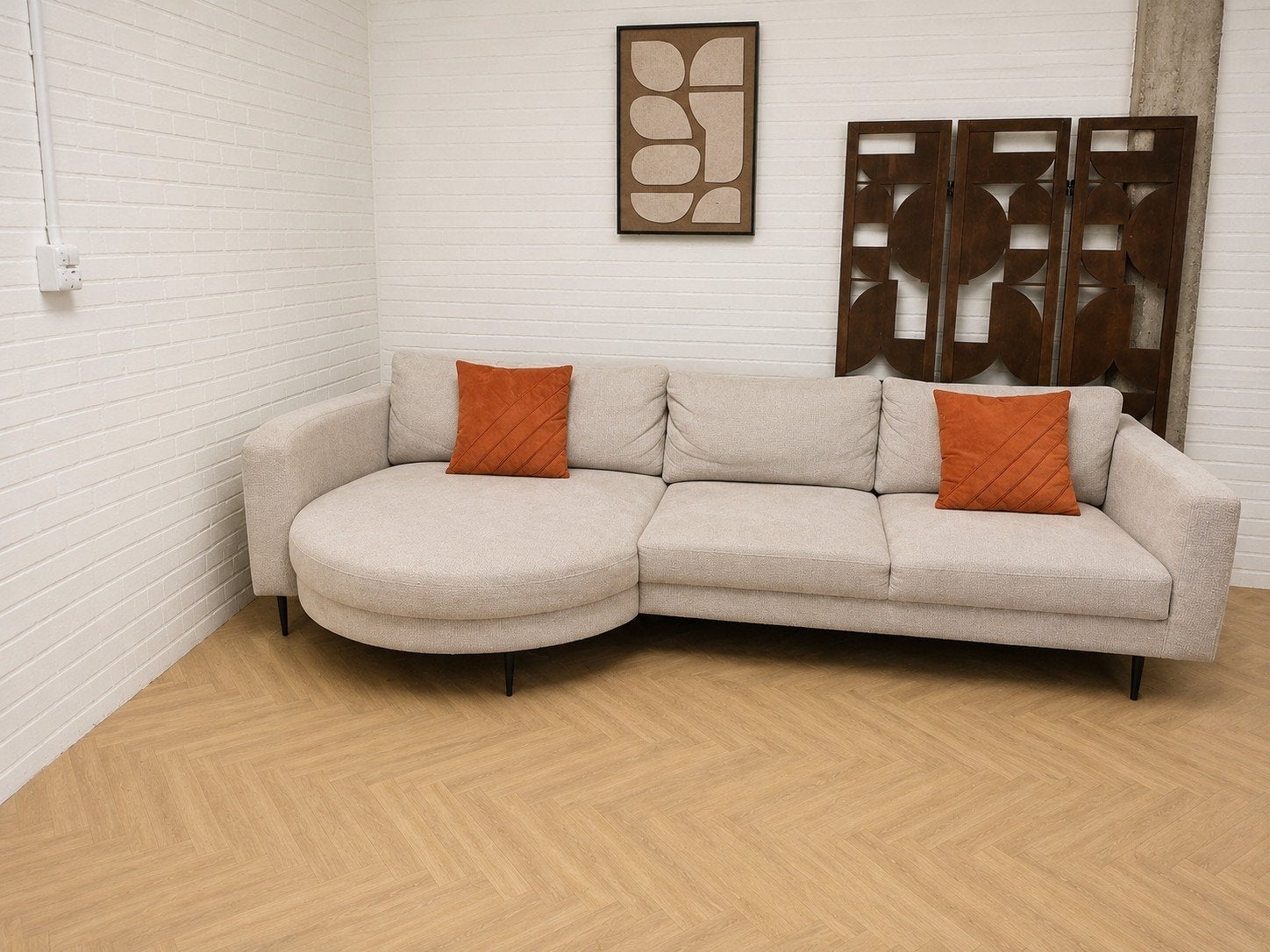 Hoekbank | Organic | Beige, Ophalen of Verzenden, Zo goed als nieuw, Vierpersoons of meer, Stof