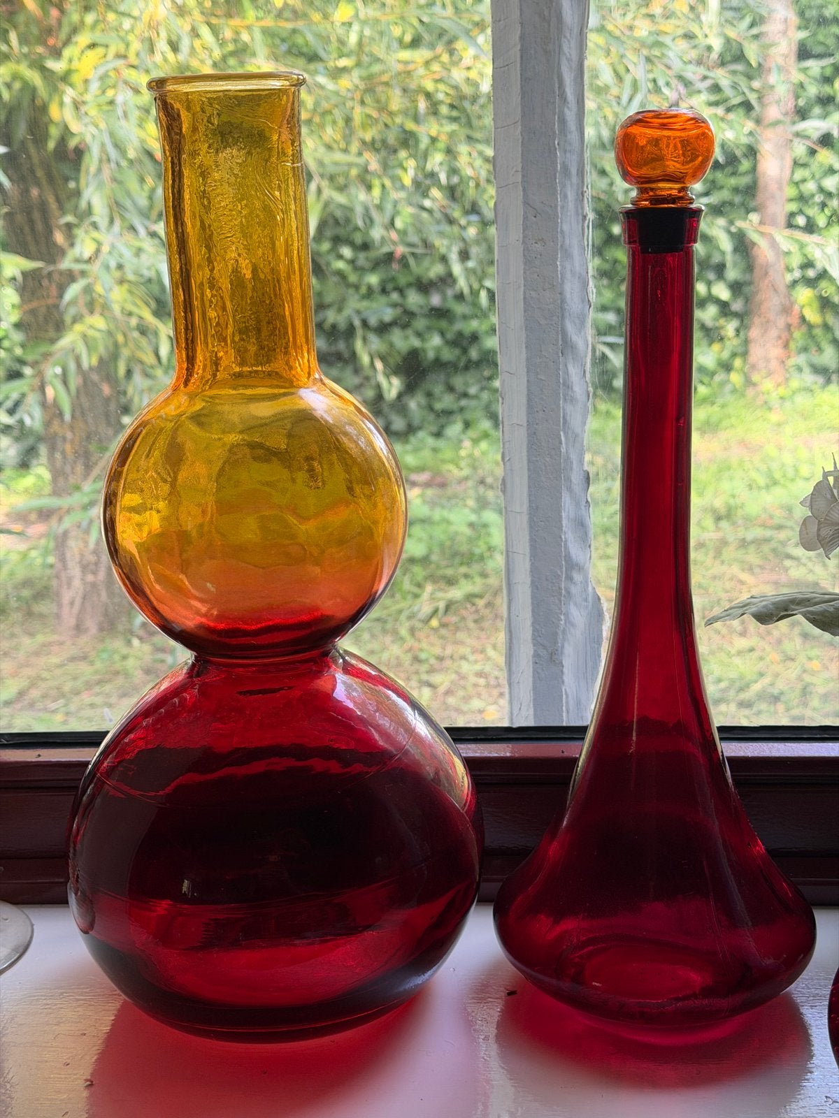 Vintage Spaans lakglas en Empoli Stelvia karaf met stop, Antiek en Kunst, Ophalen of Verzenden