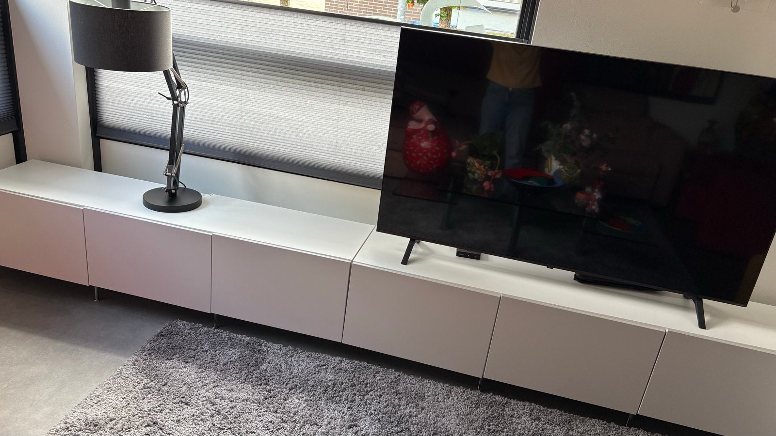 IKEA Besta TV meubel - 2 delen, wit, Ophalen, 150 tot 200 cm, Zo goed als nieuw, Minder dan 100 cm