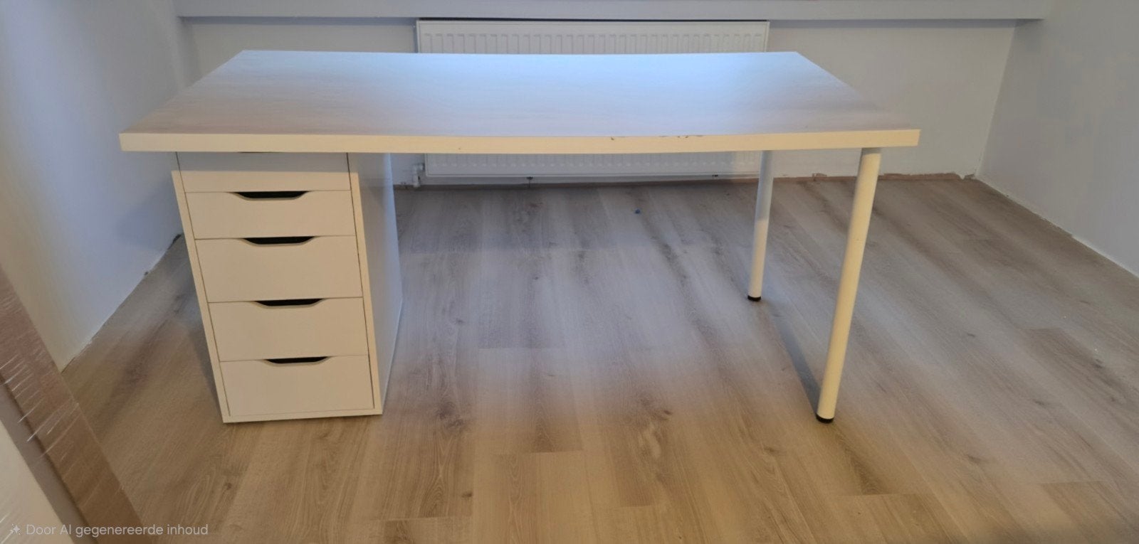 Wit Ikea bureau met ladeblok - Ideaal voor thuiswerkplek, Huis en Inrichting, Ophalen, Gebruikt, Spaanplaat of MDF, IKEA