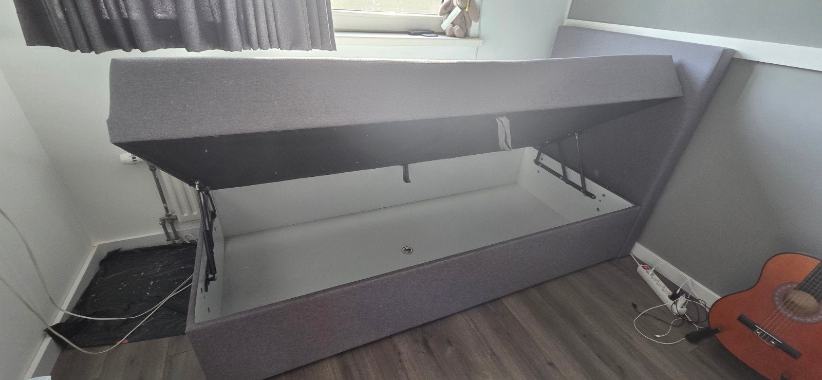 Leen Bakker Boxcombinatie Varena - Grijs, 90x200cm, Ophalen, 90 cm, Eenpersoons, Zo goed als nieuw