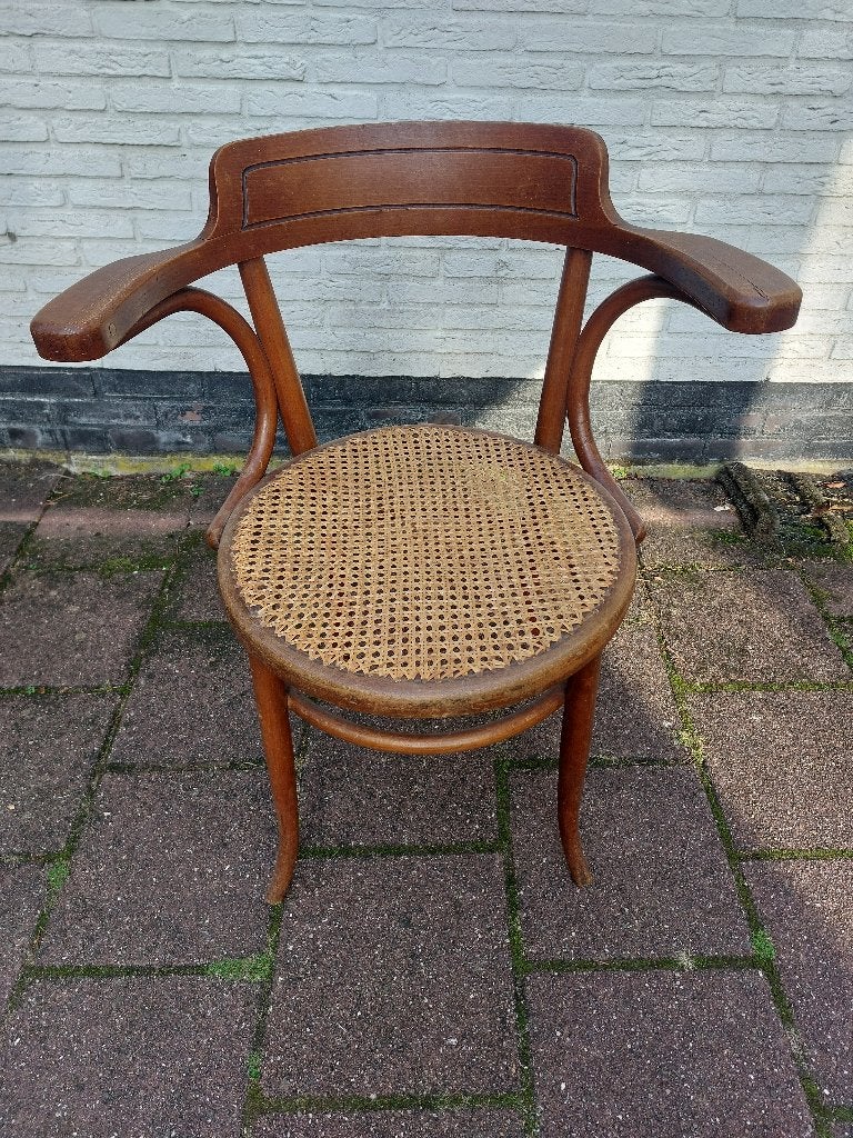 Antieke Fischel Thonet stoel met Rotan Zitting, Antiek en Kunst, Ophalen